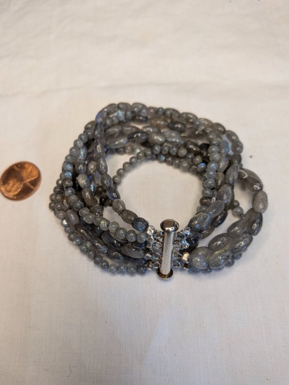 Vintage 8 Strand Labradorite Gemstone Bracelet 7.5"